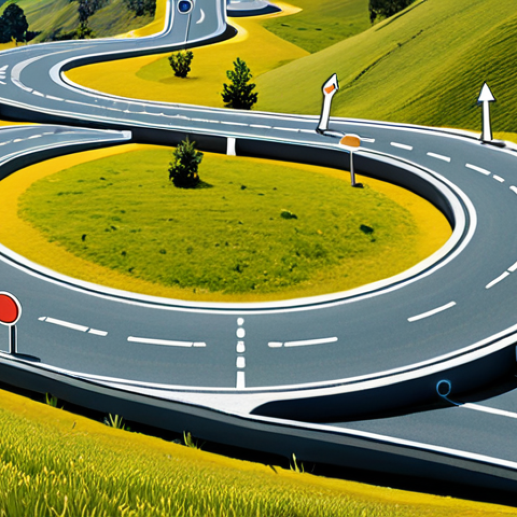 **Image Prompt:** A customer journey map visualized as a winding road, with key touchpoints highlighted as attractive landmarks. Illustrate diverse customers (personas) interacting happily at each touchpoint. The style should be bright, modern, and inviting, conveying a seamless and positive customer experience.