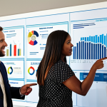 **

A diverse team of professionals (marketing, sales, customer service) huddle around a large digital customer journey map projected on a wall. They're pointing, discussing, and collaborating, with data visualizations (charts, graphs) overlaid on the map. The atmosphere is energetic and positive, showcasing the power of cross-department collaboration.

**
