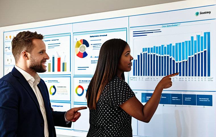 **
A diverse team of professionals (marketing, sales, customer service) huddle around a large digital customer journey map projected on a wall. They're pointing, discussing, and collaborating, with data visualizations (charts, graphs) overlaid on the map. The atmosphere is energetic and positive, showcasing the power of cross-department collaboration.
**