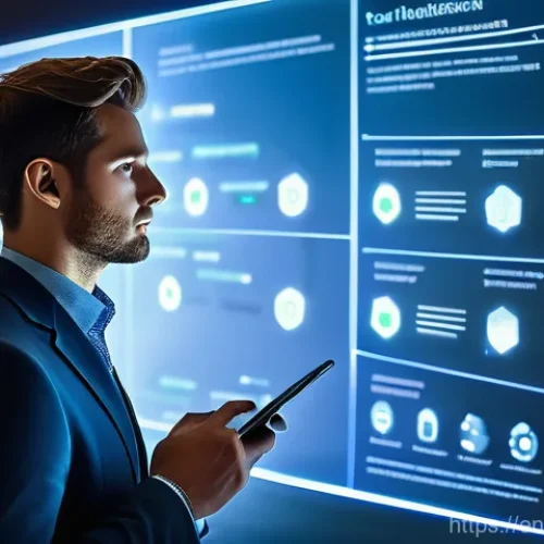 고객 여정 맵 분석을 위한 필수 체크리스트 - **Prompt: "A high-tech, sleek office environment where a diverse business professional, wearing smar...