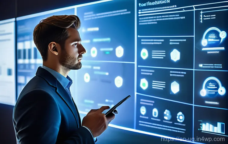 고객 여정 맵 분석을 위한 필수 체크리스트 - **Prompt: "A high-tech, sleek office environment where a diverse business professional, wearing smar...