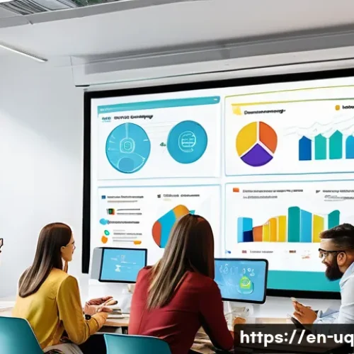 고객 여정 맵핑의 도전 과제와 해결 방안 - A modern office setting showing a diverse team of marketing, sales, and customer support professiona...