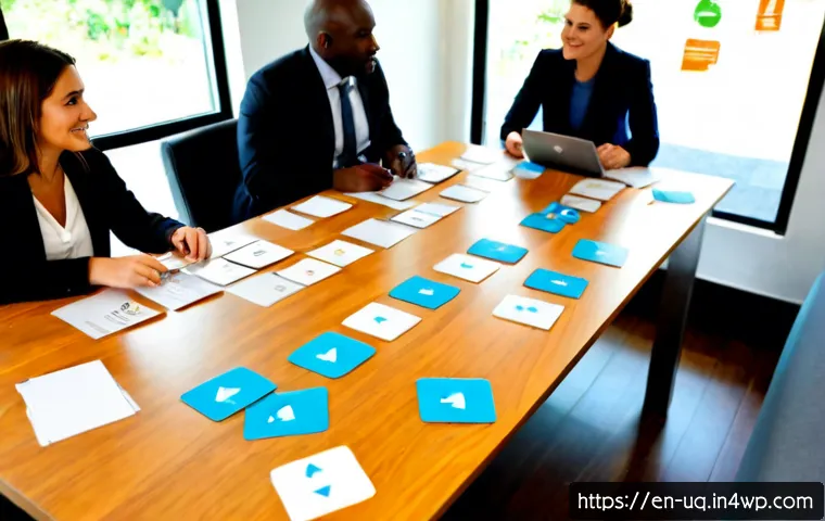 Home 17 고객 여정 맵핑 시작하기 위한 단계 - Photorealistic overhead view of a diverse small business team beginning a customer journey mapping w...